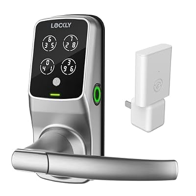 Lockly Secure Plus with Wi-Fi Smart Door Lock, Keyless Entry Door Lock, PIN Genie® Keypad, 3D Biometric Fingerprint Sensor, Voice Control, Auto Lock - Satin Nickel