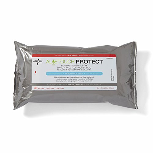 Medline AloeTouch Protect Skin Protectant Cleansing Cloth Wipes, 576 Count, with Dimethicone, Unscented