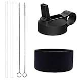 The Mass Wide Mouth Straw Lid Compatibility Most Sports Water Bottle, Comes with Straws, Brushes and Silicon Boot (Boot fits 32/40 oz Bottle) (Black)