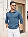COOFANDY Mens Long Sleeve Knit Polo Fall Slim Fit Lightweight Sweater with Collar Dark Blue