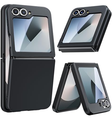 FNTCASE for Samsung Galaxy Z-Flip-6 Case: Frosted Matte Slim Lightweight Military Grade Cell Phone Protective Cover Durable Rugged DropProof Shockproof TPU(Black)