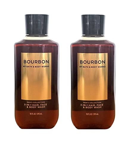 Bath and Body Works For Men Bourbon 3-in-1 Hair, Face & Body Wash - Value Pack lot of 2 - Full Size...
