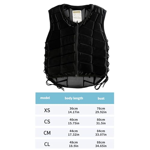 Chaleco de equitación con cremallera y protector ajustable de torso 5