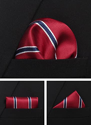 Image of Striped Plaid Polka Dot Mens Tie Formal Necktie Pocket Squares Ties Clips Cufflinks Classic for Men Set