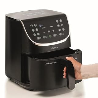 Ariete Airy Fryer 7L 4627, Friggitrice ad Aria 7L, Timer da 60 Minuti, LCD e Touchscreen con 12 Modalità di Cottura, Funzione Max Crisp, Temperatura Massima 200° C, Capacità 2Kg, 1700W, Nero