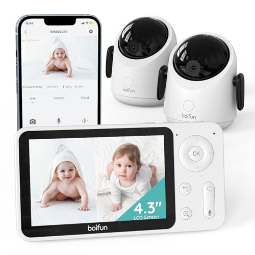 BOIFUN WiFi Baby Monitor with Dual Cameras and Split-Screen