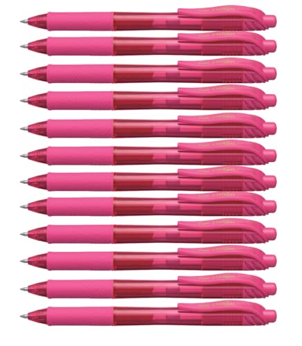 Pentel EnerGel-X - Bolígrafos retráctiles (12 unidades, punta de 0,35 mm), color rosa