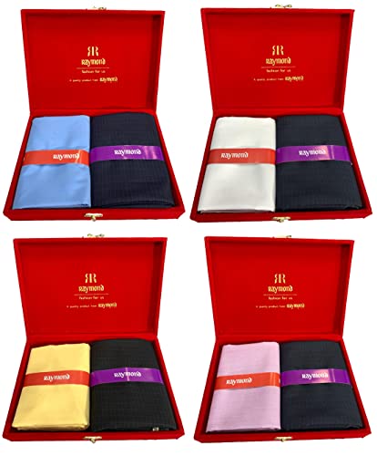 Image of Raymond Fabrics Printed Shirt and Trouser Fabric Combo in Velvet box Packing VComboPlain4-7( 2.30 meter Shirt ,1.2 meter pant)