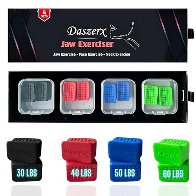 Premium Jaw Exerciser for Men & Women | 3 Resistance Levels, Silicone Jaw Trainer | Strengthen Jaw, Face & Neck Muscles, Reduce Stress & Cravings, Enhance Jawline & Chewing Power