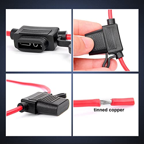 Gebildet 32V Waterproof ATO Blade Fuse Holder In-Line With Cap, 10AWG Standard Plug Socket With Medium Blade Fuses 30A and 40A - Image 2