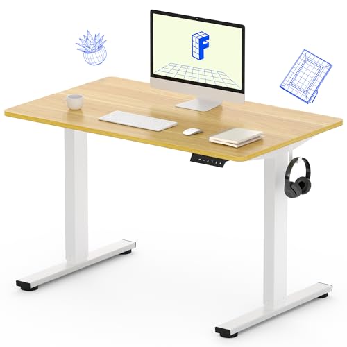 FLEXISPOT EN1 One-Piece Standing Desk, 40'x24' Seamless Desktop Electric Height Adjustable Desk for Home Office, Multi-Monitor Setups & Easy Assembly, Maple