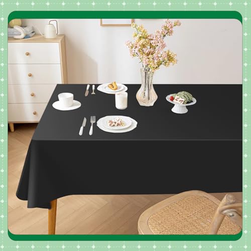 Image of Black 14 Pack 54 x 108 Inch Plastic Tablecloths, Disposable Rectangle Tablecloth, Party Table Cover Plastic Table Cloth