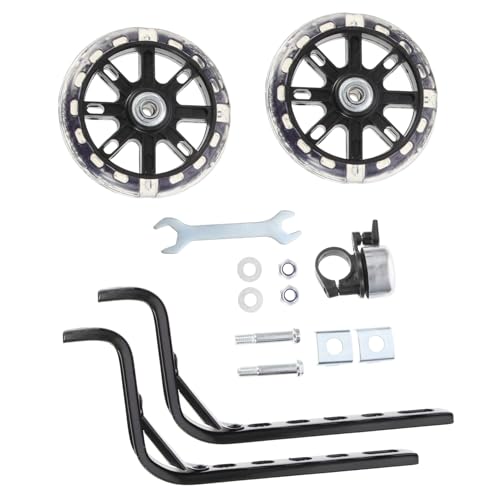 UKCOCO 1 Juego Rueda De Entrenamiento Accesorios Para Bicicletas Para Ruedas De Apoyo Ruedas De Entrenamiento Campana Para Bicicleta Timbre De Bicicleta Para Negro Metal
