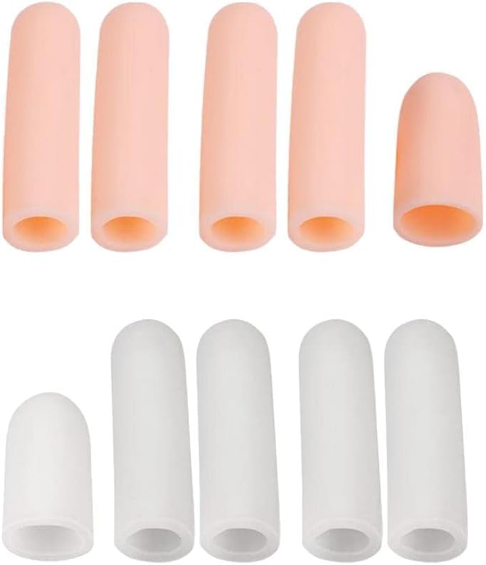 Siah 10Pcs Thumb Protectors Splint Gel Finger Sleeves Caps Cover Tube Skin+White