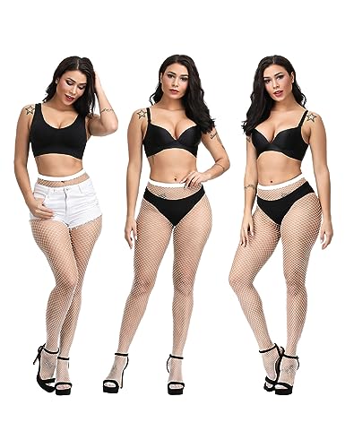 Image of Fishnet Stockings for Women With Stretch Waistband,Fishnets With Reinforced Toes, Fishnet Tights With High Elastic