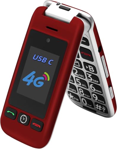 G6 Pro Red - 4G LTE Flip Phone Unlcoked丨Cell Phone for Seniors丨2.4" Dual-LCD丨SOS Button丨Loud Speaker丨Camera丨Charging Dock丨Talking Clock丨Speed Dial丨 Hands-free丨Dumb Phone丨Caller-ID丨Large Fonts - Image 3
