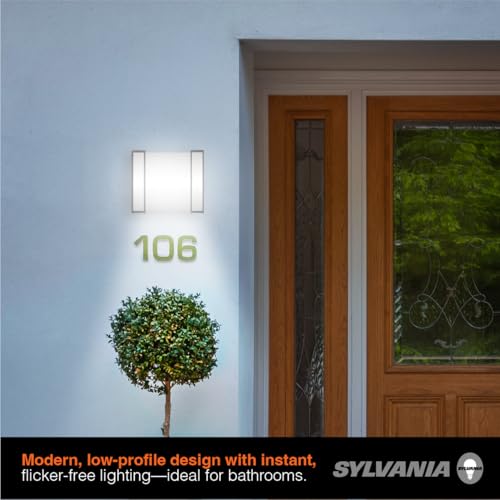 Image of Sylvania 9 inch Hi-PerformaceLED Wall Sconce Light, 14W, 5 CCT (2700 /3000 /3500 /4000 /5000K), 1150 LMS, 90 CRI, Frosted - 1 Pack (65570)