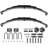 Youxmoto Single Trailer Leaf Spring 4 Leaf 1750 lbs, for 3500lb Single Trailer Axle Suspension Kit, with U-Bolt & Hanger Kit; Double Eyes 25-1/4' L, 1-3/4' Width, 9/16 Eye I.D