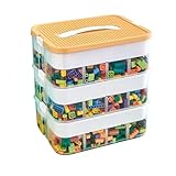 Duojidianzi おもちゃオーガナイザー収納ケース ビルディングブロック用コンテナ おもちゃ 蓋付き レゴ用 キッズピグメントブロック収納ボックスキッズピグメントレゴラインナップカテゴリー 積み重ね可能 ビルディングブロック 内隔がある 玩具収納 プラスチック製 子供 透明 (イエロー,3層) (3層,b) [並行輸入品]