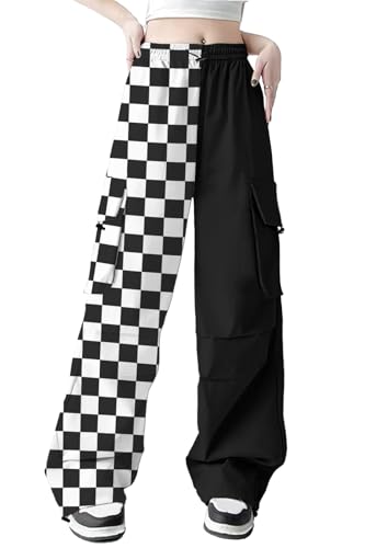 Girls Cargo Pants Elastic Waist Drawstring with Pockets Pants, 6-14 Years2