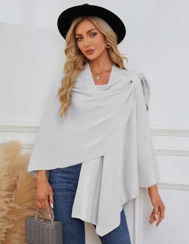 Image of PULI Womens Cross Front Poncho Shawl Wrap Elegant Wedding Formal Gift