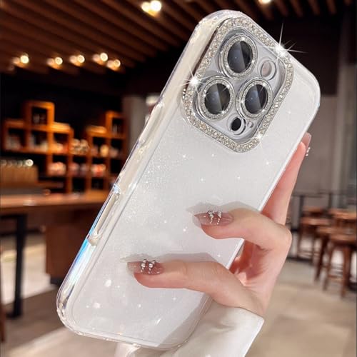 Étui de protection d'objectif iPhone 14 Pro Max antichoc blanc à paillettes de luxe - 3