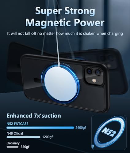 Image of FNTCASE for iPhone 11 Case Clear: Magnetic Phone Cases Compatible with Magsafe Slim Anti Yellowing Military Grade Drop Protection Rugged Shockproof Protective Transparent Cell Cover (B-Black)