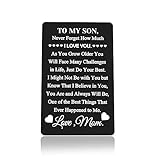To Son Inspirational Gifts from Mom Dad Engraved Wallet Card Inspirational Quote Metal Wallet Card Inserts Sweet 16th 18th 21st Birthday Gift for Boys Kids Graduation Christmas Back To School Gift