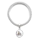 Paketmenge: 1 x Armband DIYthinker Damen Fahrrad-Dame Frankreich Illustration Muster Sliver Armband Laufende Anhänger Schmuck-Kette