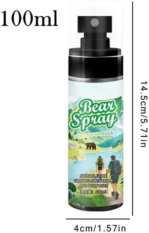 Doğa Yürüyüşü için Ayı Spreyi | 100 ml Hızlı Püskürtme Uzun Menzilli - Yürüyüş Ayı sı - Yürüyüş, Kamp, Hayvan, Aslan, Köpek, Hayatta Kalma, Dış Mekan, Ev Güvenliği, Piknik, Balıkçılık, Bushcraft İçin - Görsel 6