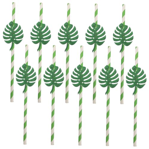 10 pitillos de papel decorativos tropical monstera miniatura 1