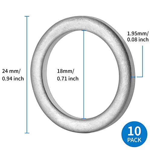 Image of AOIT 10 Pcs M18 Aluminum Transmission Fluid Drain Plug Crush Washer Seal Fits for Toyota Prius Corolla Tacoma Camry, Replace The Part# 90430-18008 90430-A0003, Used for Change Transmission Fluid
