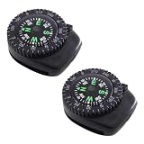 Galepromot 2Pc Black Mini Watch Strap Button Removable Compass Survival Mini Pocket Compass...