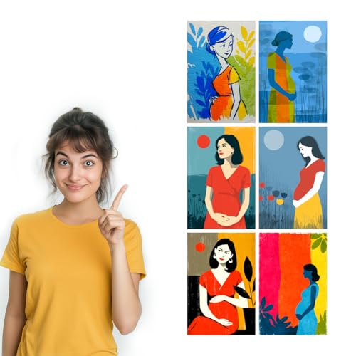 Image of SiddArtify Pregnancy Wall Art Poster Print Set - Modern Woman Art Decor for Living Room Bedroom Nursery - 8x12 inch Board Pack of 6