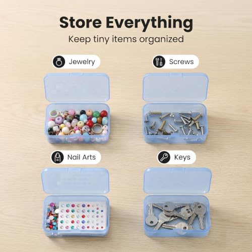 Image of 12 Pack Blue Small Plastic Storage Bins 3.35x2.17x0.98 in, Mini Containers with Lids for DIY Bead Organizer, Craft Hardware Case