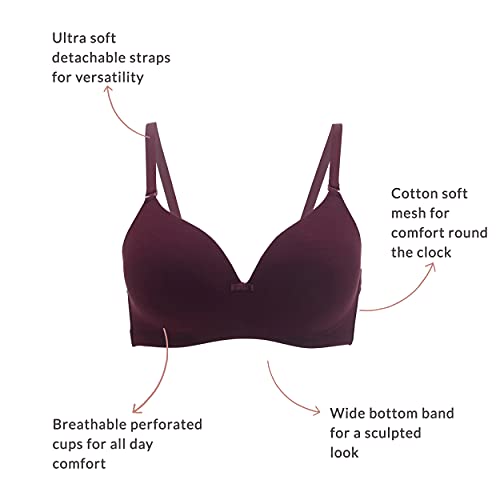 Image of NYKD Women's Cotton Lightly Padded Seamless Wire Free Everyday T-Shirt Bra for Women Daily Use Wireless, 3 /4th Coverage - NYB002