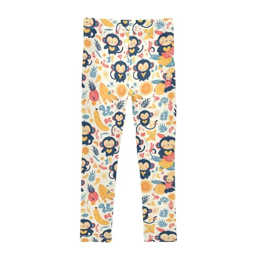 KLL Monkeys Bananas and Palm Leaves Toddler Girl Cotton Leggings Casual High Waisted Leg Yoga Pants Exercise2
