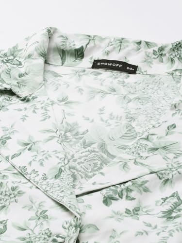 Image of SHOWOFFFF Women Printed Shirt Style Casual Top | Spread Collar 3 /4th Sleeves Crepe Top's for Womens | Regular Fit Crop Tops for Women's