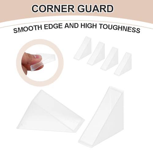 Image of uxcell 60Pcs Triangle Glass Corner Protector, 0.47 x 1.38 Inch Plastic Glass Table Corner Protector Transport Corner Guard for Glass, Ceramics, Wood, and Steel(Right Angle, Clear)