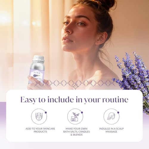 Image of Siva Lavender Essential Oil, Huge Bottle, Large Size, 32 Fl Oz (946 ml) | Lavender Oil for Diffuser, Humidifier, Linen Spray, Skin Care, Hair Care, Body Massage, Soap, Candle, Bath Salt & DIY Blends