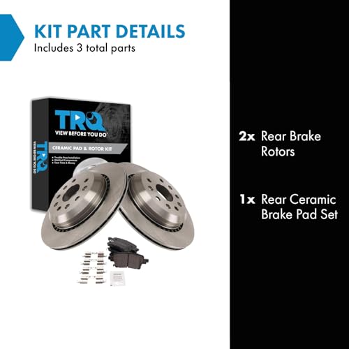 Image of TRQ Rear Brake Pad and Rotor Set Ceramic Compatible with 2020-2023 Jeep Gladiator 2021-2022 Wrangler