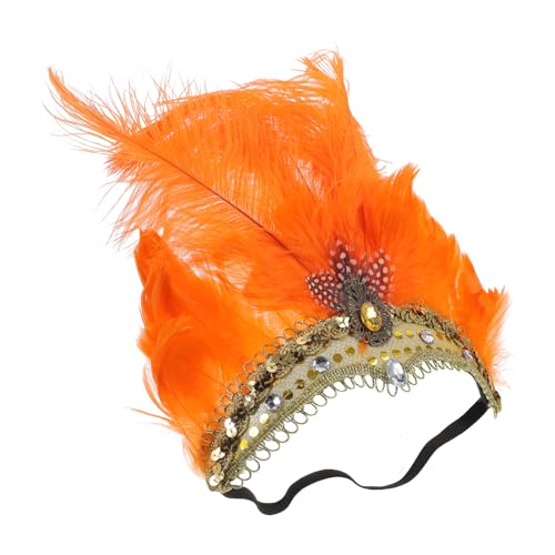 Bandeau plume orange : serre-tête décoratif de fête pour femme