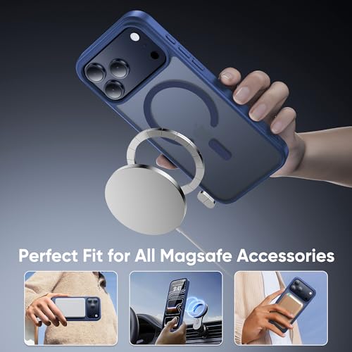 Tigowos Magnetic for iPhone 17 Pro Max Case Fits MagSafe Camera Len Protector*1 16FT Drop Resistant Matte Skin Feeling Back Cover Shockproof Slim Fit for iPhone 17 Pro Max Phone Case 6.9 inch,Blue by Tigowos - Image 3