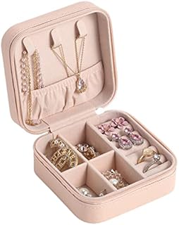 MYKOMI PU Leather Small Jewelry Box Necklace Ring Storage Organizer Mini Jewelry case Double Layer Travel Jewelry Organizer for Women Girls Gift (Black)