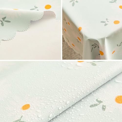 Image of Zollyss PVC Dining Table Cover Cloth Plastic | Green Oil Proof & Waterproof | Daisy Flower Print | Rectangular 4 Seater Table Cover Cloth