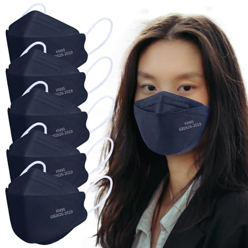 Image of Borje KN95 Face Masks, 100 Pcs Disposable Face Masks, Navy Blue Mask Against PM2.5 from Fire Smoke & Dust Filter Efficiency 95%