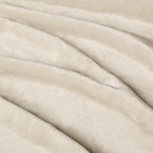 Image of VOMZER Premium Plush Double Blanket | 300 GSM Lightweight Cozy Soft for Bed Sofa Couch Travel Camping| 254X229 Cm /90x100 Inches Buff Beige