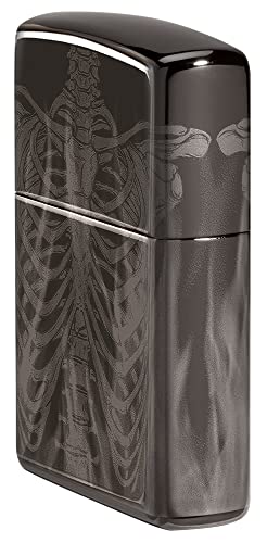 Zippo Encendedor Bolsillo Negro Diseño Costillas miniatura 3