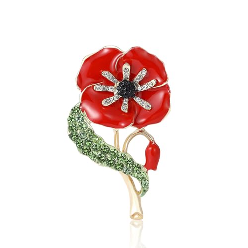 Image of Rhinestone Flower Brooches for Women Enamel Floral Brooch Lapel Pins for Mom Wife Elegant Dress Accessories Mother's Day Jewelry Gifts