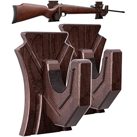 TESLYAR Gun Rack Wandhalterung Hold Up Displays Horizontal Gun Rack und Shotgun Hooks Speichern Sie alle Rifle Shotgun Echtes Hartholz Baum Welle (Wenge) Cover
